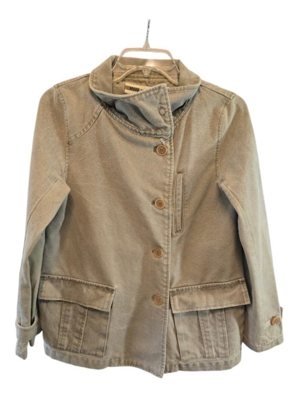 COTTON CANVAS UTILITY JACKET MYSTY WOMAN SIZE 38 SMALL LIGHT OLIVE FRONT POCKETS